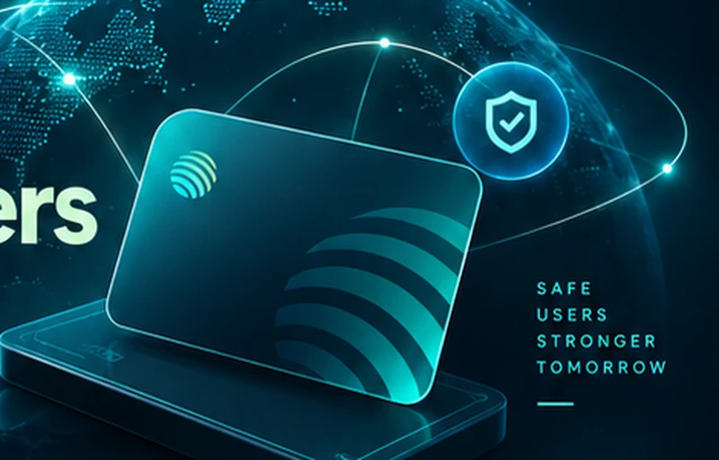 Concept illustration of a protected payment card and global network